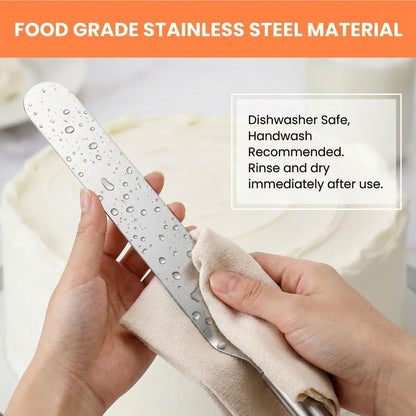 Hacaroa Set of 5 Angled Icing Spatula with 3 Cake Scraper, Offset Spatula with 4, 6, 8, 10, 12 Inch Blades Stainless Steel for Cake Frosting, Decorating, Baking, Ergonomic Handle, 5 Sizes