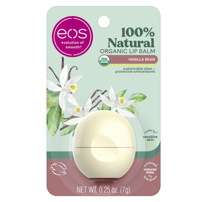 eos 100% Natural & Organic Lip Balm- Strawberry Sorbet, All-Day Moisture, Dermatologist Recommended for Sensitive Skin, Lip Care Products, 0.25 oz