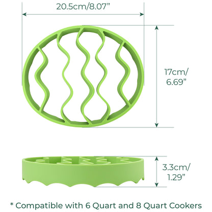 Oval Silicone Roasting Racks for Instant Pot 6Qt 8Qt & Crockpot – Non-Stick Steaming Rack Insert for Baking, Canning and Oven Use – Easy-to-Clean Flexible Design Kitchen Accessories (Green)