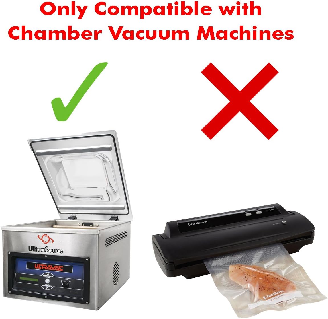 UltraSource Chamber Machine Pouches - 3 Mil Thickness, 8 x 10 Inches, Pack of 500 BPA-Free Vacuum Sealer Bags