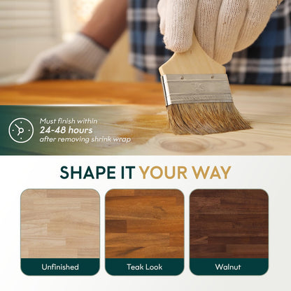 Bme Hevea Solid Wood Butcher Block Countertop, Wood Table Top, Butcher Block Desk Table Top for DIY Kitchen Island, Washer Dryer, or Workstation – Walnut - Finished - 60" L x 30" W x 1.5" Th