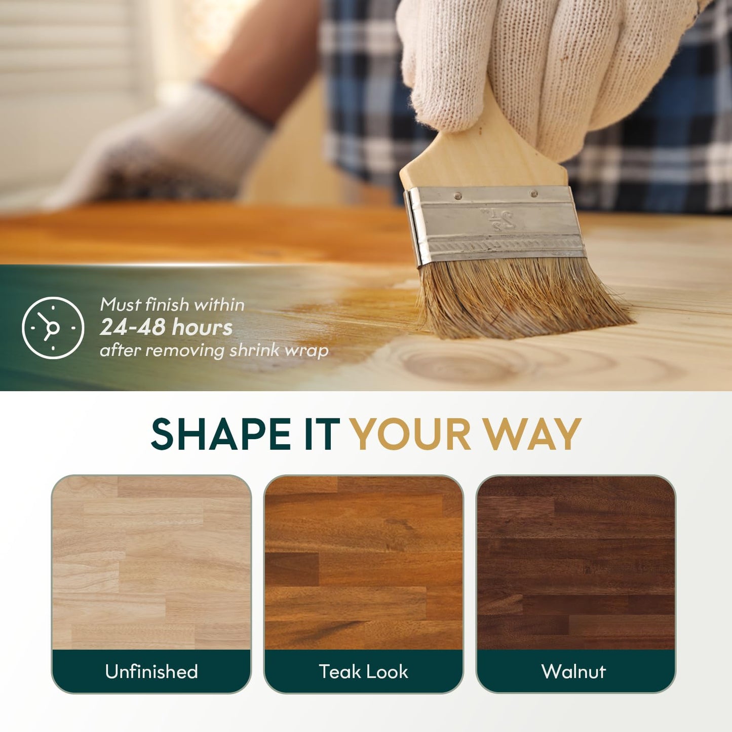 Bme Hevea Solid Wood Butcher Block Countertop, Wood Table Top, Butcher Block Desk Table Top for DIY Kitchen Island, Washer Dryer, or Workstation – Unfinished - 96" L x 25" W x 1.5" Th