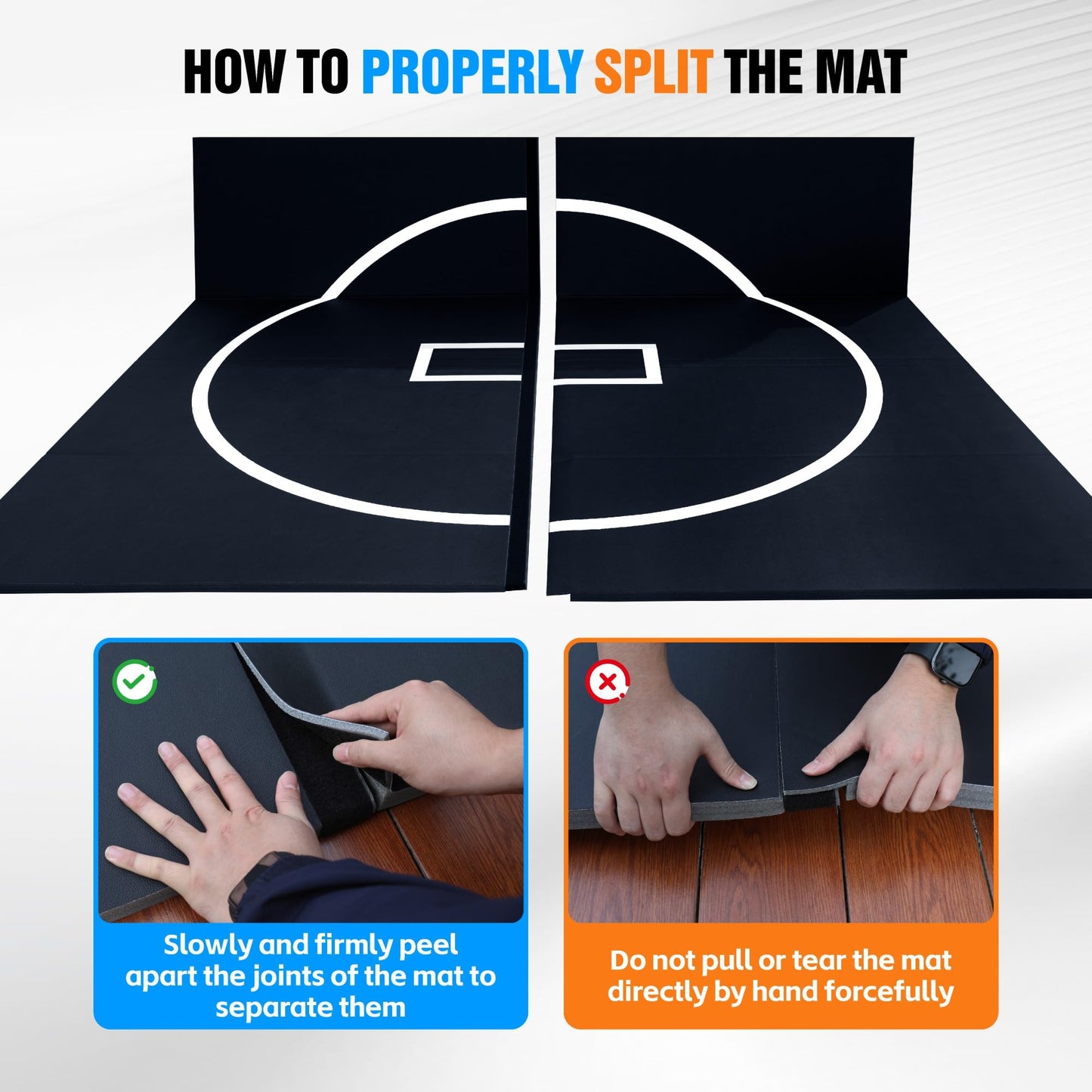10' x 10' Martial Arts Mat, Foldable Wrestling & Grappling Mat with Thick XPE Foam, Non-Slip Home Gym Training Mat for BJJ, MMA, Judo & Fitness (10ft * 10ft * 1.2inch)