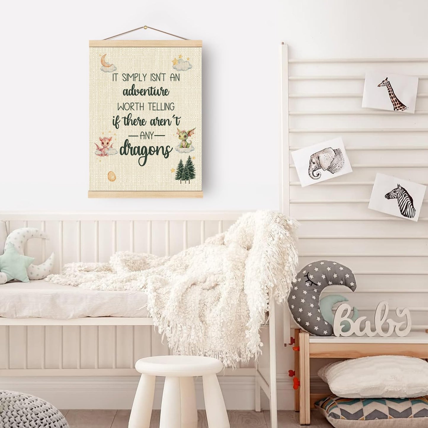 12x16 Inch Boat Wades Dragon Nursery Decor, Nursery Wall Decor, Kids Room Decor, Boys Room Wall Decor, Nursery Decor