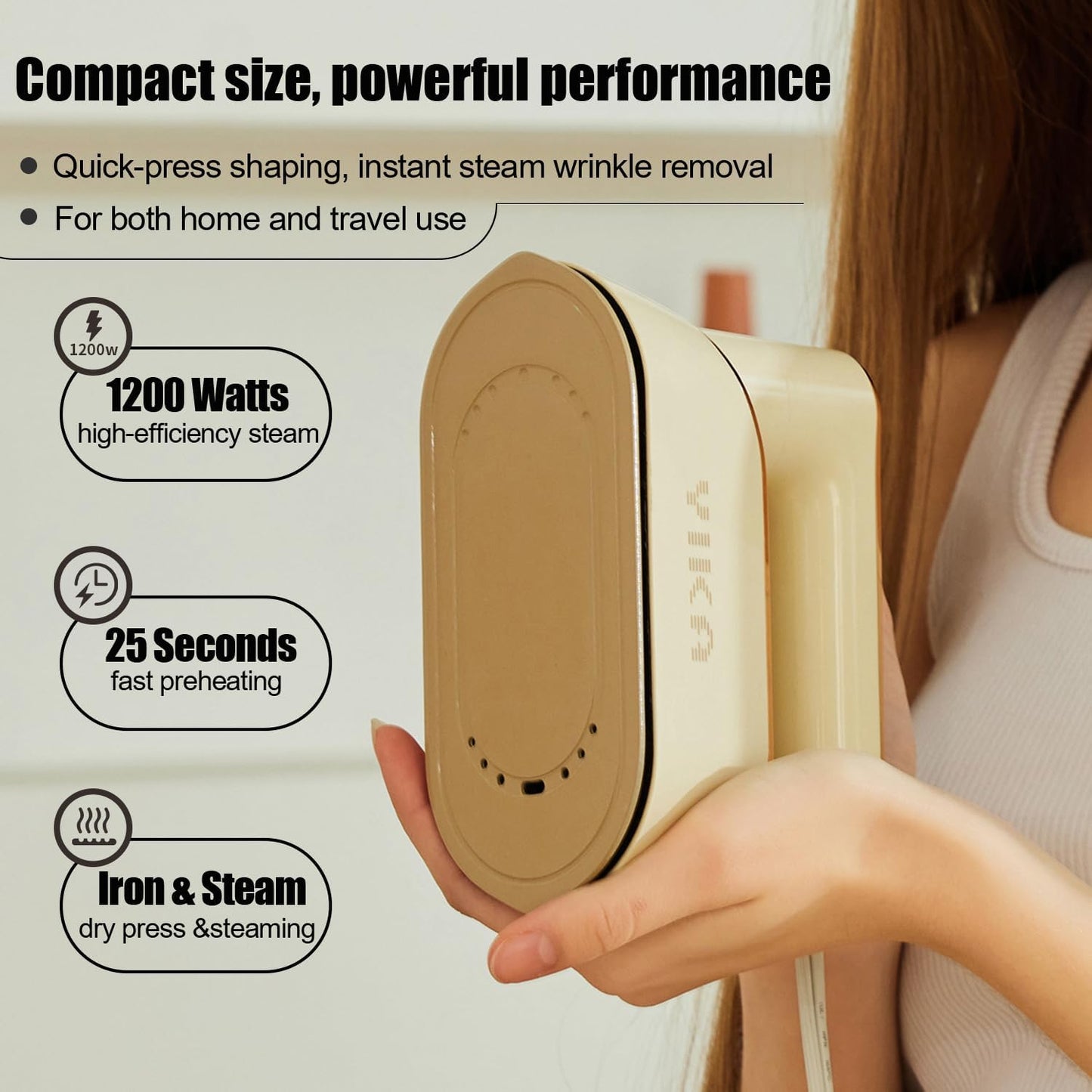 YIKA Handheld Garment Steamer - 2-in-1 Steam Iron with 25s Heat-Up & Ceramic Soleplate | Wrinkle Remover for All Fabrics