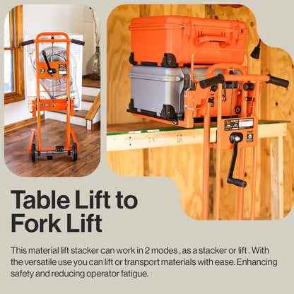 SuperHandy Material Lift Winch Stacker, Pallet Truck Dolly, Lift Table, Fork Lift, 330 Lbs 40" Max Lift w/ 8" Wheels, Swivel Casters [Patented]