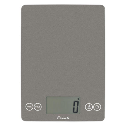 Escali Arti Glass Food Scale Digital Countertop Kitchen, Baking and Cooking Scale with Nutrition and Calorie Counter, 15-Pound Capacity, 9" x 6.5" x .75", Gray Storm