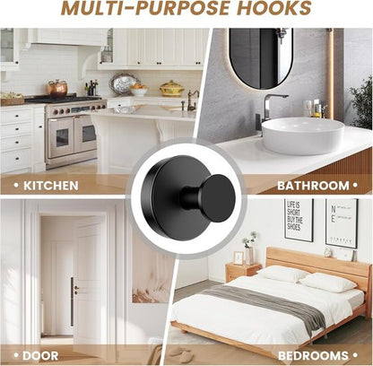 BKV Suction Cup Hooks - Removable Shower Hooks for Glass Windows | 4 Pack (Black) - Ideal for Bathrooms