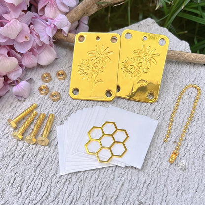 Happinit Micro Flower Press, Miniature Flowers Press Kit, Metal Pocket Flower Pressing, DIY Pressed Flowers Plant Preservation Kit for Arts and Crafts Lovers, Plant Lover Gifts (Gold)