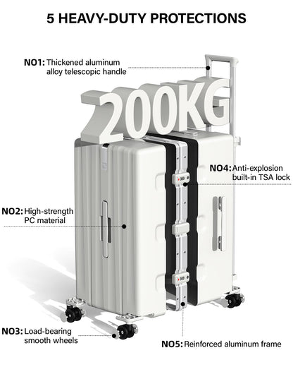 Hanke Premium 24 Inch Zipperless Medium Checked Luggage, Aluminum Frame Hard Shell PC Suitcase with TSA Lock and Multi-Handle Design, 8 Quiet Spinner Wheels for 1-2 Week Trip（Abyssal Blue）