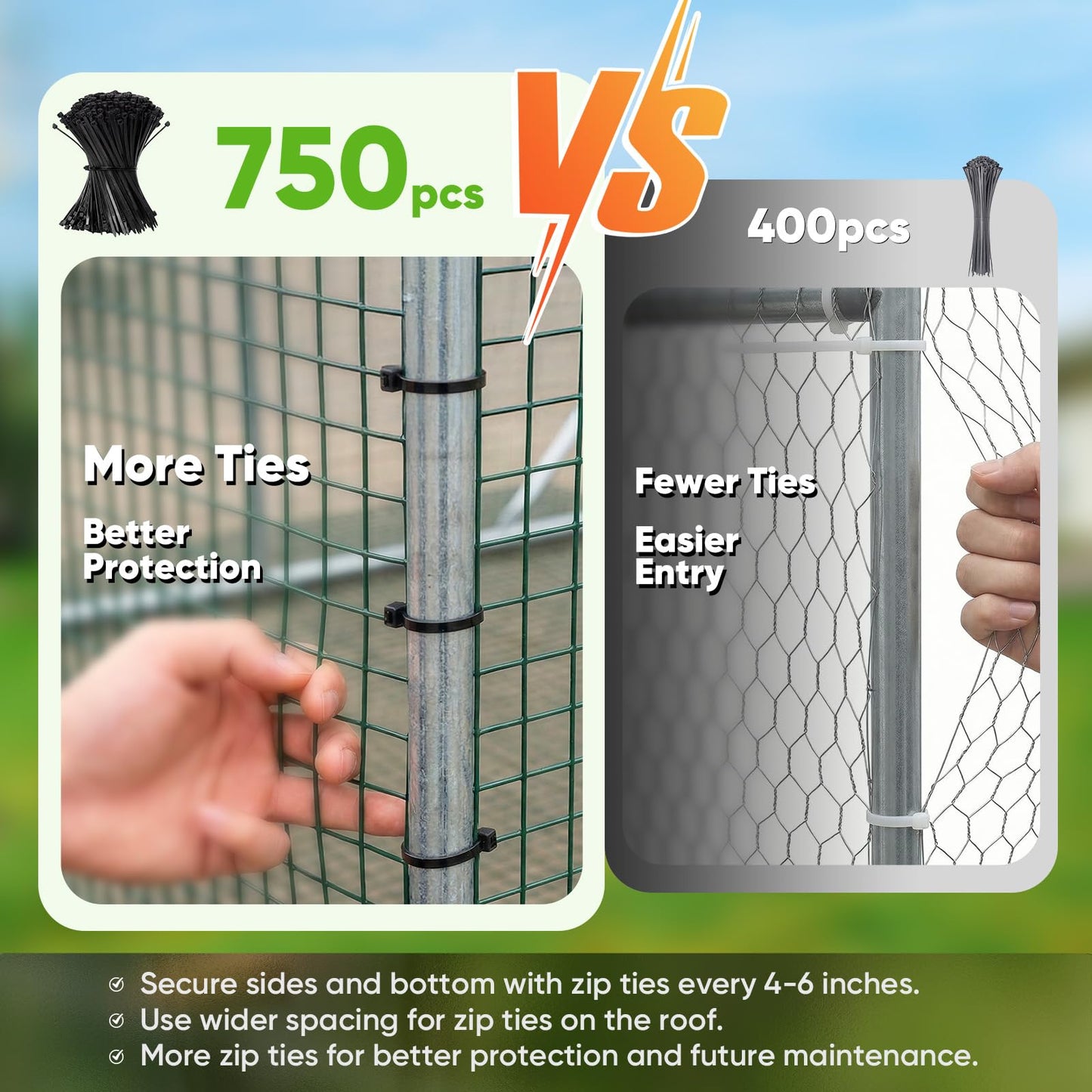 Quictent 18x9x6.6ft Metal Chicken Coop Run with Side Hardware Cloth, Elite Series Large Walk-in Outdoor Poultry Cage Heavy Duty Predator Proof Hen Duck Rabbit Farm Pen House, Waterproof Anti-UV Cover
