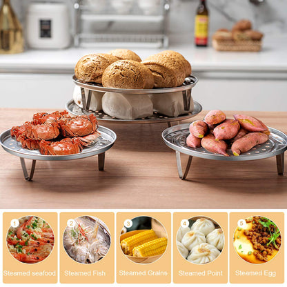5 Pack Stainless Steel Cooking Steamer Rack with Detachable Legs for Baking Cooking, Steaming (7" 8" 8.8" 9.5" 10.2'')