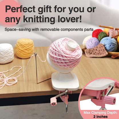 Essovee Yarn Ball Winder, Efficiently Yarn Cake Winder with Lower Noise for Crochet Knitting Combo Easy Installation 3.5 oz Portable Spinner for Crocheting