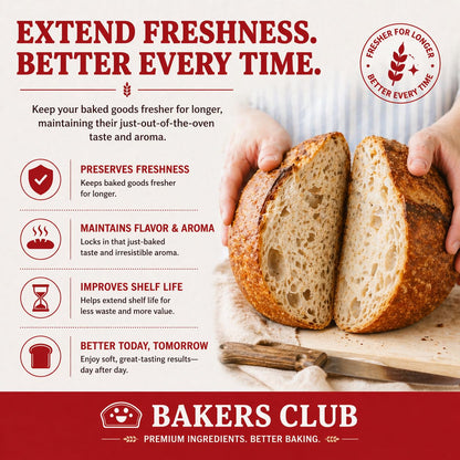 Bakers Club Artisan Dough Conditioner – Bread Improver & Baking Enhancer for Better Texture, Volume & Shelf Life – Sourdough, Pizza Crust, Bagels, Muffins, Cakes, Cookies & Pies Enhances Any Flour 10oz