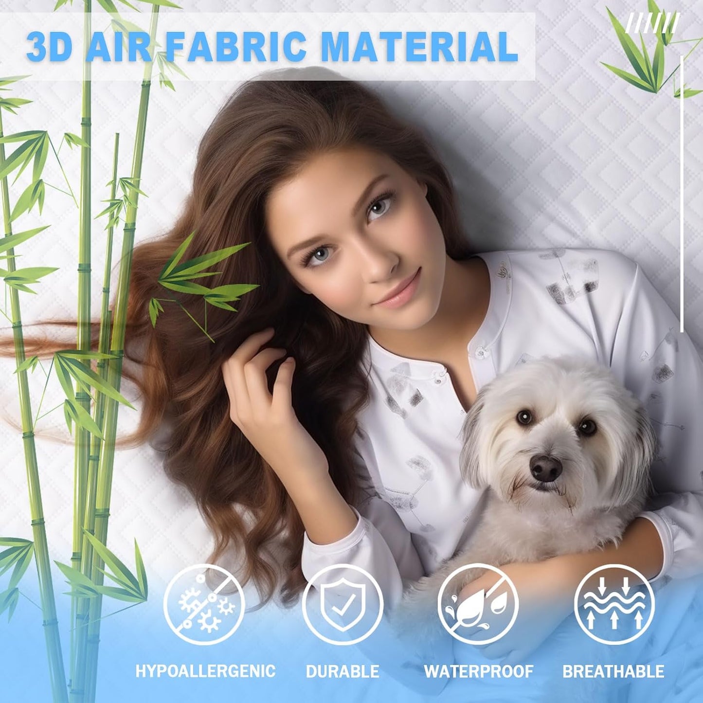 BALEINE Waterproof Mattress Protector, Breathable Cooling Soft Washable Mattress Cover with Deep Pocket (Twin)