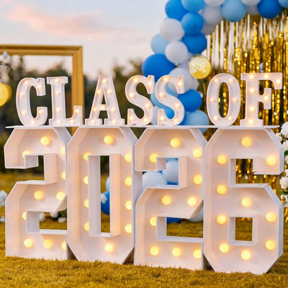 Grinsvalley Large 2026 Graduation Decorations - 2.68ft Class of 2026 LED Marquee Light up Numbers and Letter for Graduation Congrats Grad Party Supplies for Preschool High School College