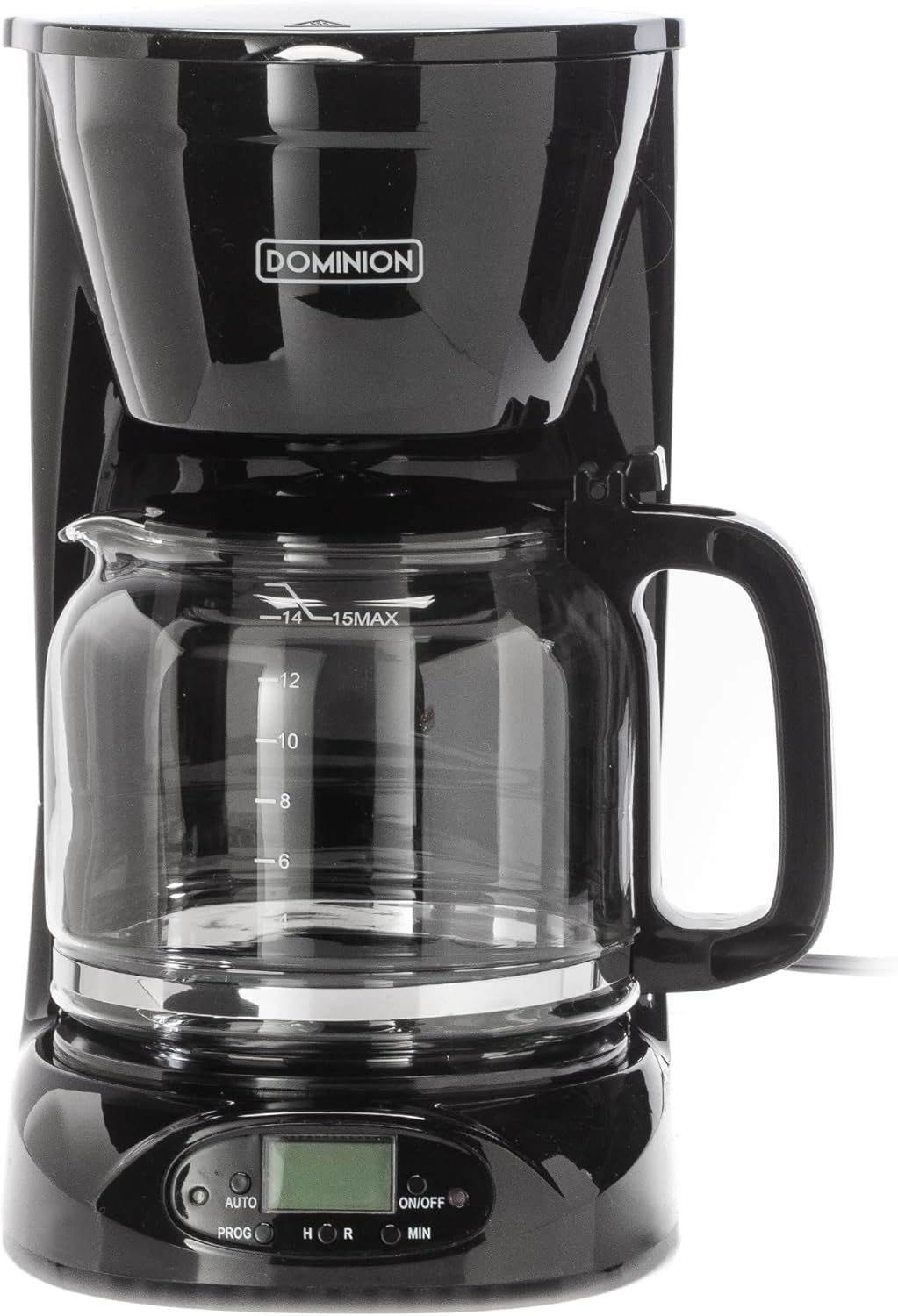 Dominion 15-Cup Deluxe Digital Drip Coffee Maker, Programmable, Auto Keep Warm, Anti-Drip, Black