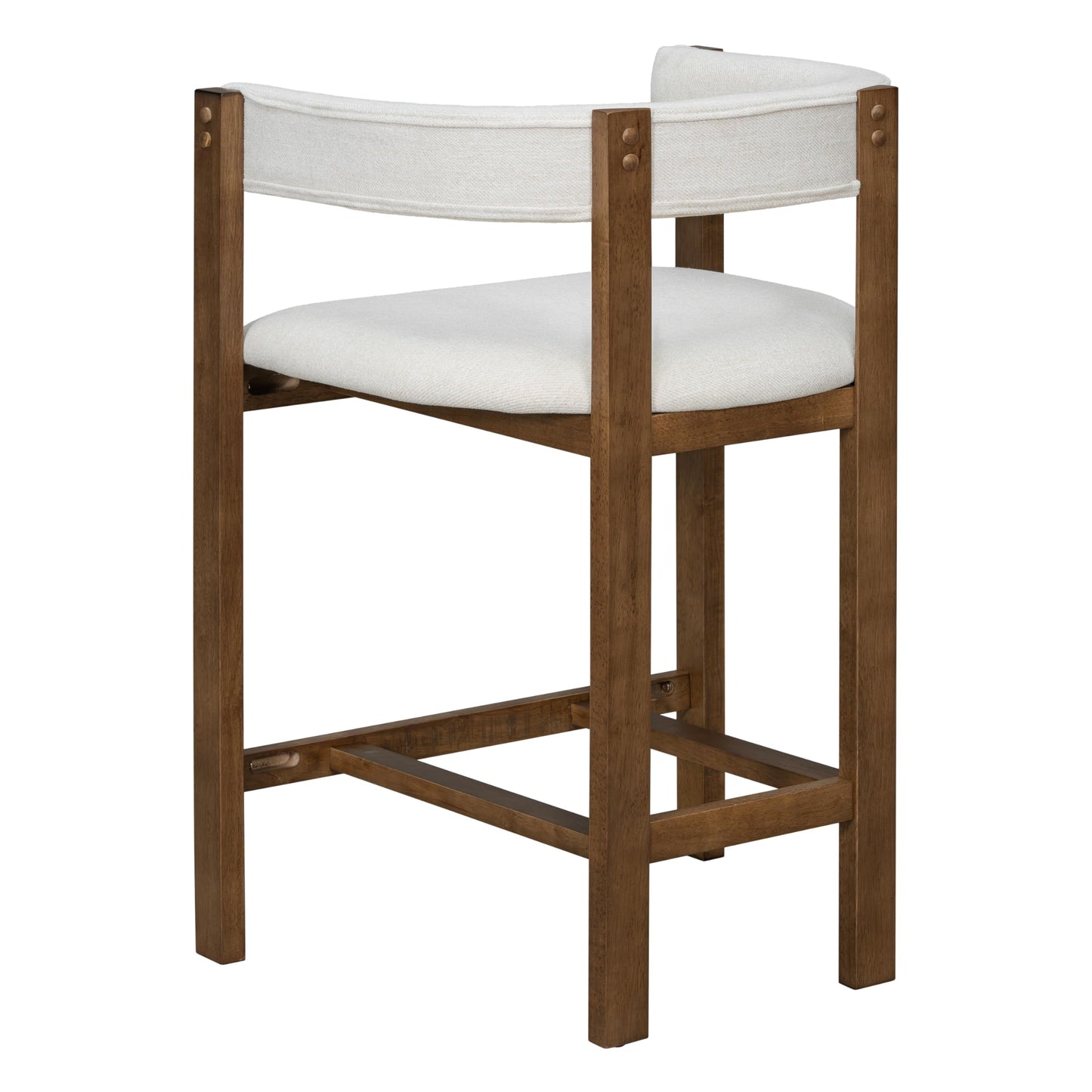 Christopher Knight Home Set of 2 Rylan Modern Fabric Upholstered Dining Room Counter Height Barstools,Kitchen Island Rubberwood Counter Stool,Armchair with Footrest+Curved Backrest,Beige+Walnut
