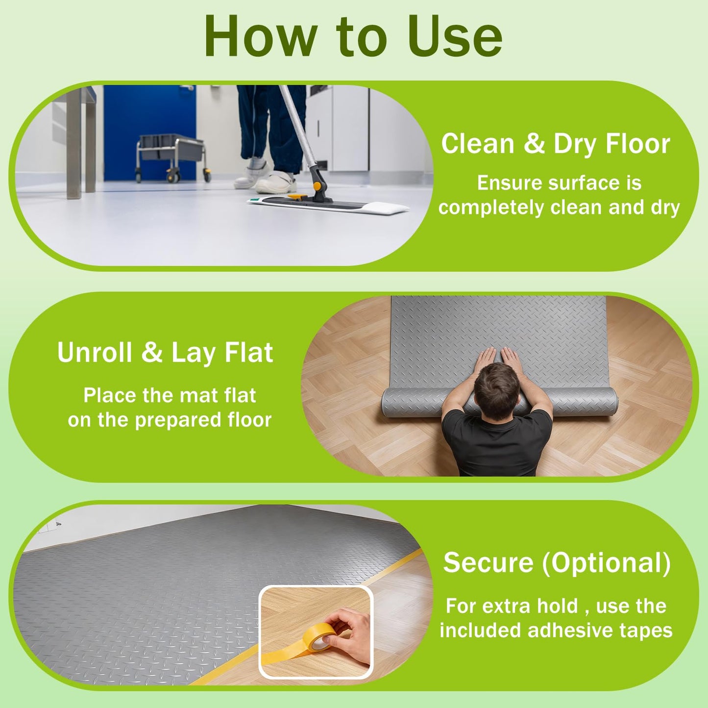 FomanXtre 10x20 FT Gray Garage Floor Mat, 2.8mm Thickened Flooring Roll for Under Car Diamond Plate PVC Rubber Mat with 20 Pcs Tapes, Non-Slip Floor Mat for Garage, Warehouse, Gyms, Trailer