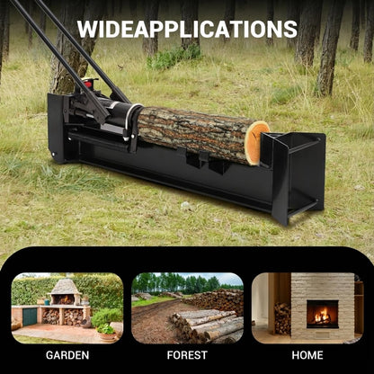 FinerFurnis 12 Ton Hydraulic Manual Log Splitter - Heavy Duty Full Steel Construction - 2-Speed Hand Operation, Spring-Loaded Return, Built-in Wheels, Splits Logs Up to 18.7" - Portable Firewood