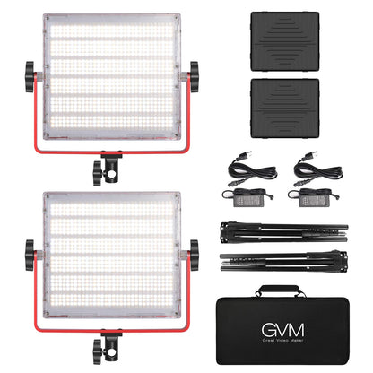 GVM 1200D RGB LED Video Light, 50W Video Lighting Kit with APP Control, 3200K-5600K Photography Lighting kit for Studio, Aluminum Alloy Shell,20 Scene Modes & CRI97+, 2-Pack with Softbox