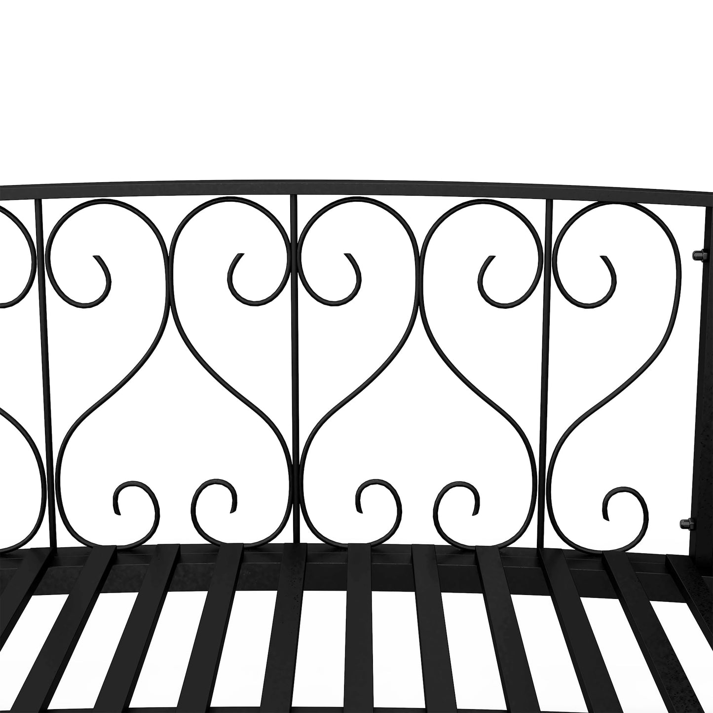 Outsunny 7' Metal Arch Garden Bridge with Safety Siderails, Decorative Arc Footbridge with Delicate Scrollwork S Motifs for Backyard Creek, Stream, Fish Pond, Black
