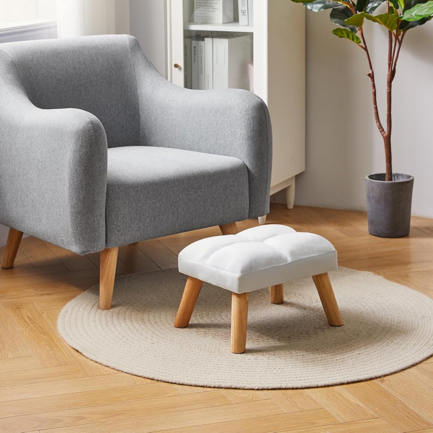 15.74" D11.81" W10.62" UHBD032H YMYNY Footstool, Small Ottoman Stool Chair with Wooden Legs, Modern Padded Sofa Seat