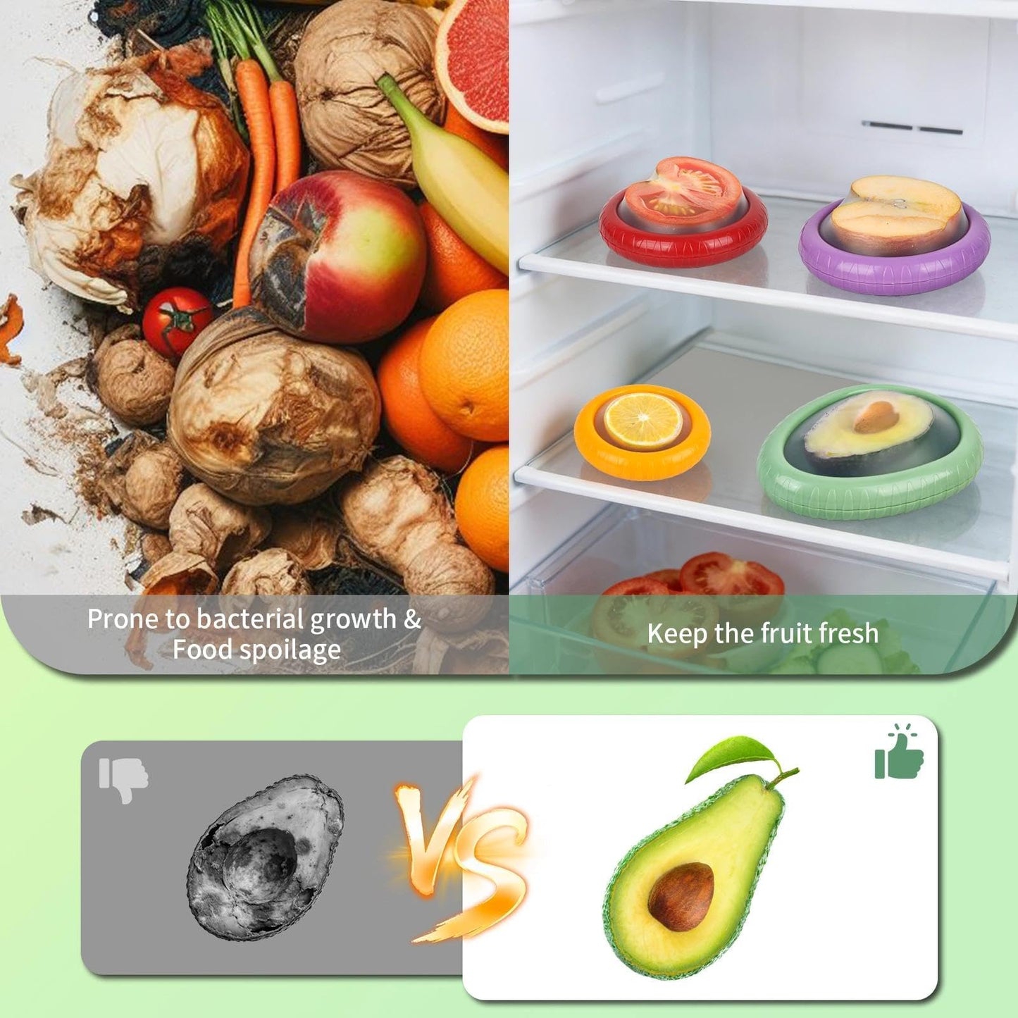 AWLGAK Avocado Saver Set of 4 Silicone Stretch Food Storage Pods, Reusable Produce Saver Containers for Fridge,Onion Keeper Lemon Tomato Vegetable Fresh Keeper