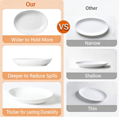 Gacoree Oval Serving Platters Set of 2 (14" & 12"), Large Deep Ceramic Serving Dishes for Entertaining, Turkey, Fish, Salad, Oven Safe White Porcelain Serving Plates