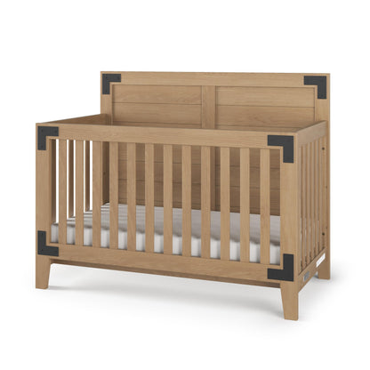 Child Craft Lucas Design 4-in-1 Convertible Baby Crib Nursery Furniture Set - Baby Bed, Toddler Bed and Full Size Bed, 3 Adjustable Mattress Positions, Real Wood, Baby Safe Finish (Nutmeg)