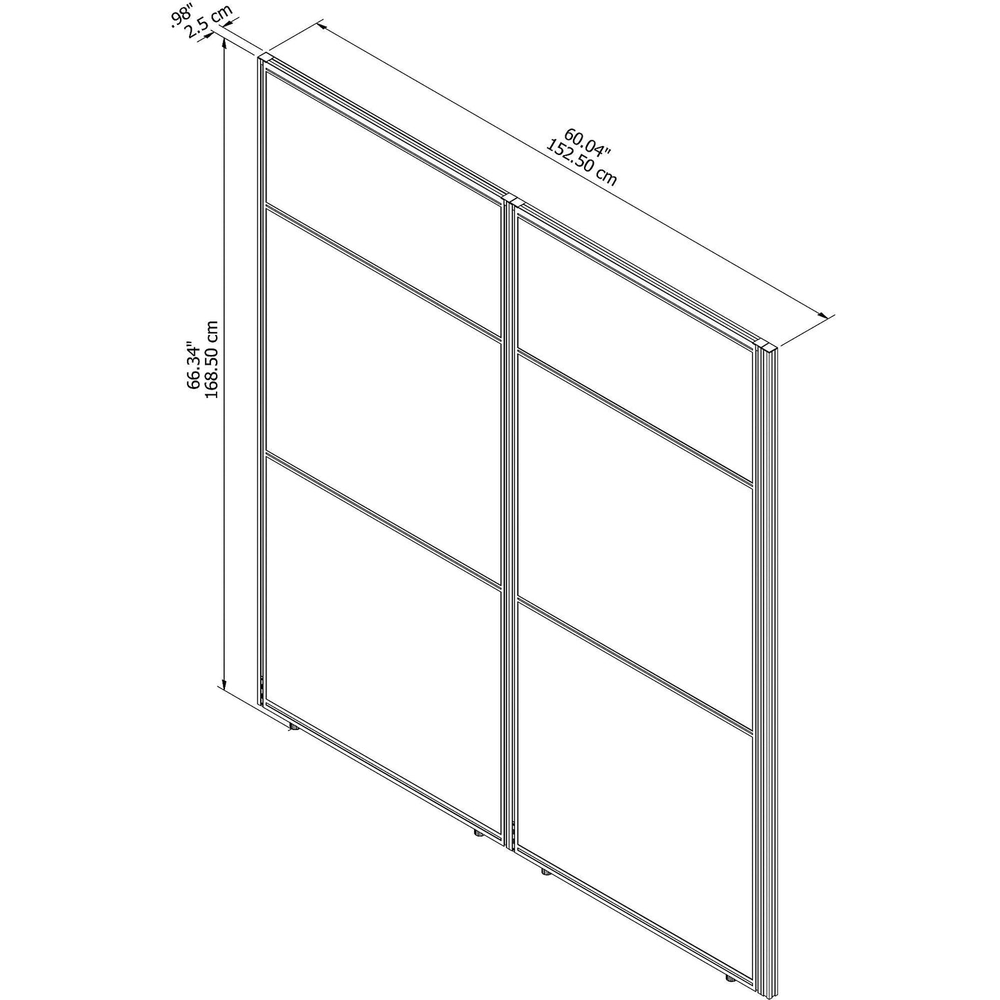 Bush Business Furniture Easy Office White 60W x 66H Panel with Corner Connector, Silver Gray Fabric