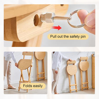 Folding Chairs, Kitchen Island Stools, Comfortable Bamboo Folding Chair with Backrest and Footrest, Counter Stool for Events Office Wedding Party Picnic Kitchen