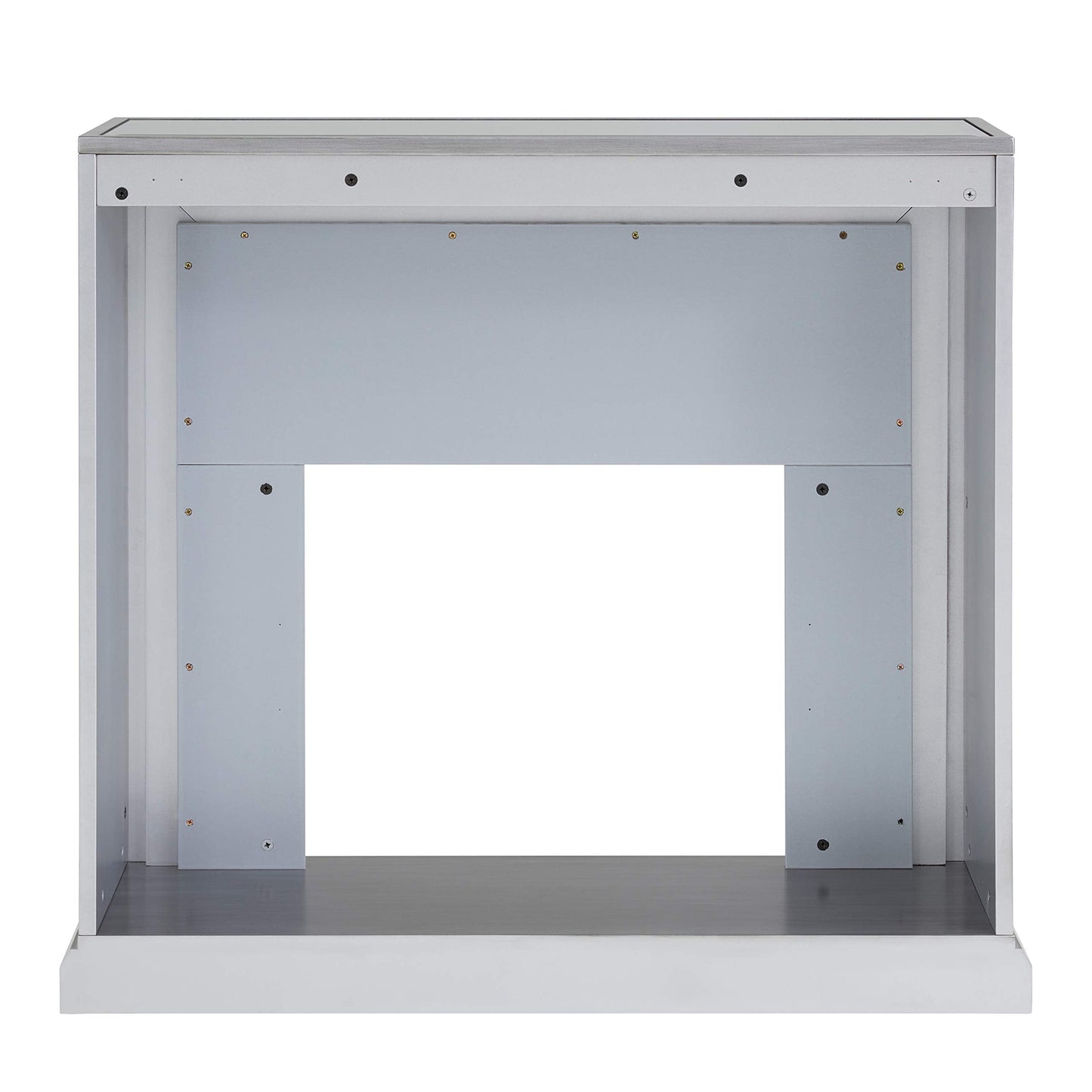 SEI Furniture - Trandling Mirrored Touch Screen Electric Fireplace with Faux Marble - Transitional Design, Grey Glass and Wood - Ideal for Living Room, Bedroom (FR1027359)