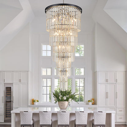 Arotikee Luxury 37-Light Crystal Chandelier for High Ceilings, Modern Black Extra Large Staircase Chandelier for 2-Story Foyer, Entryway & Villa Living Room
