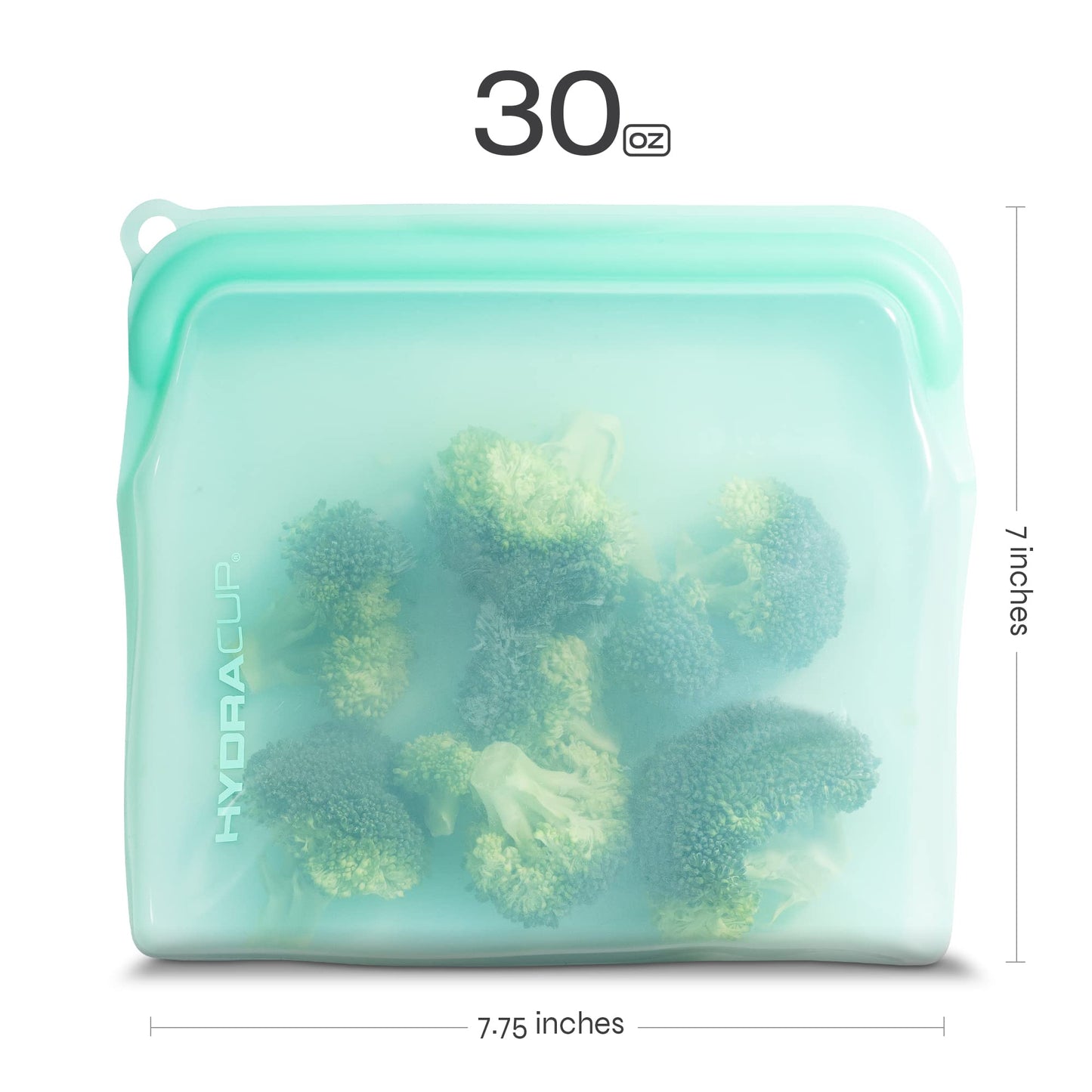 Hydra Cup Reusable Silicone Storage Bags [6 PACK] Food Storage Container, 30 ounces, Press to Lock, Stash Snacks & Meal Prep, Sandwich Size, Microwave & Dishwasher Safe