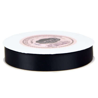 VATIN Double Face Black Satin Ribbon 5/8" Continuous 25 Yards,Black Polyester Fabric Ribbon use for Bows Bouquet, Gift Wrapping, Floral Arrangement Wedding Decoration