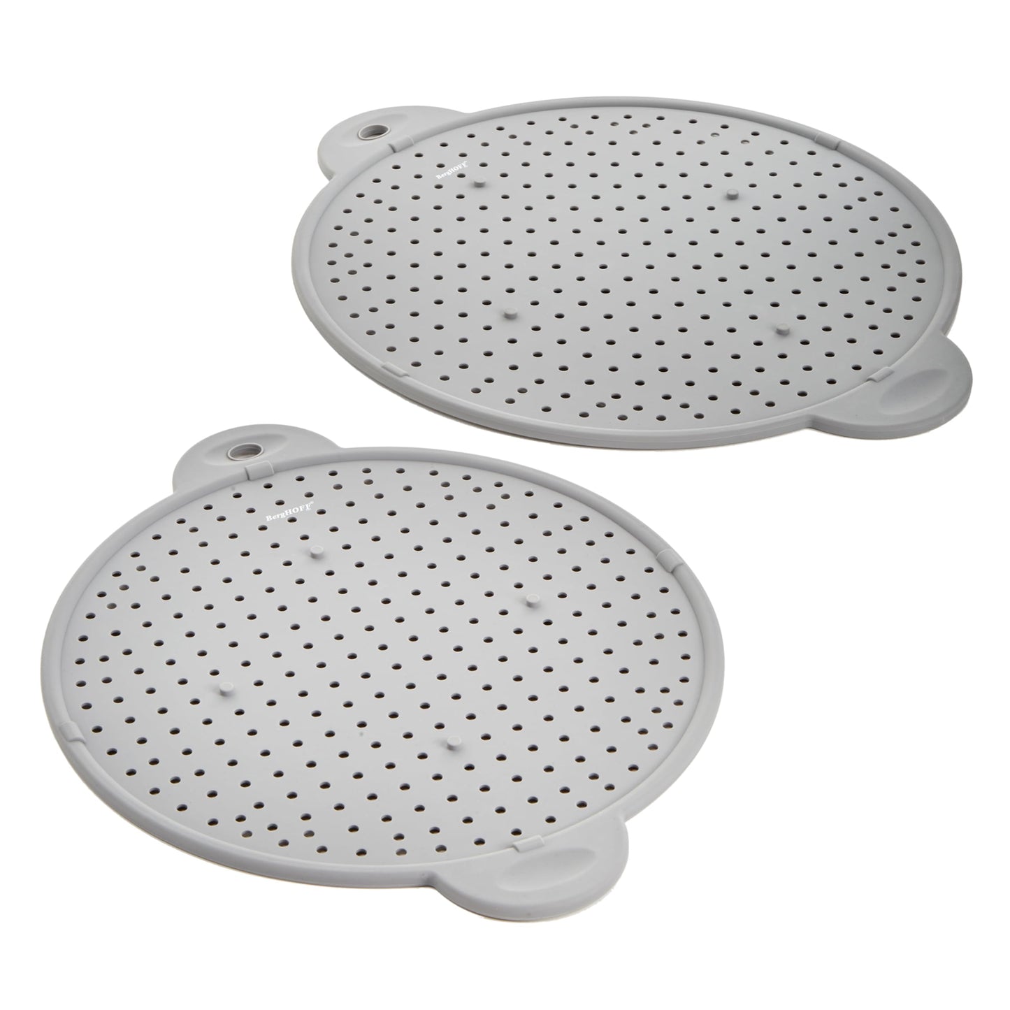 BergHOFF Essentials Heat-Resistant Silicone Splatter Screen 11", Multifunctional, Grease Straining, Cooling Rack, Prevent Burns, Grey