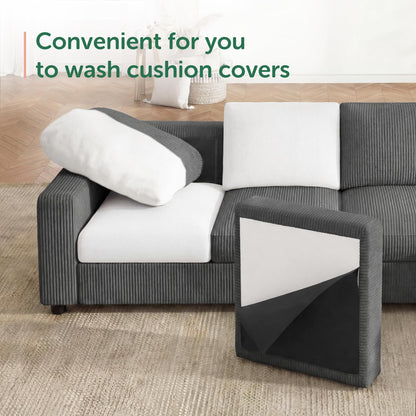 HONBAY Sectional Sofa with Storage 6 Seater L-Shaped Sectional Couches for Living Room, Grey