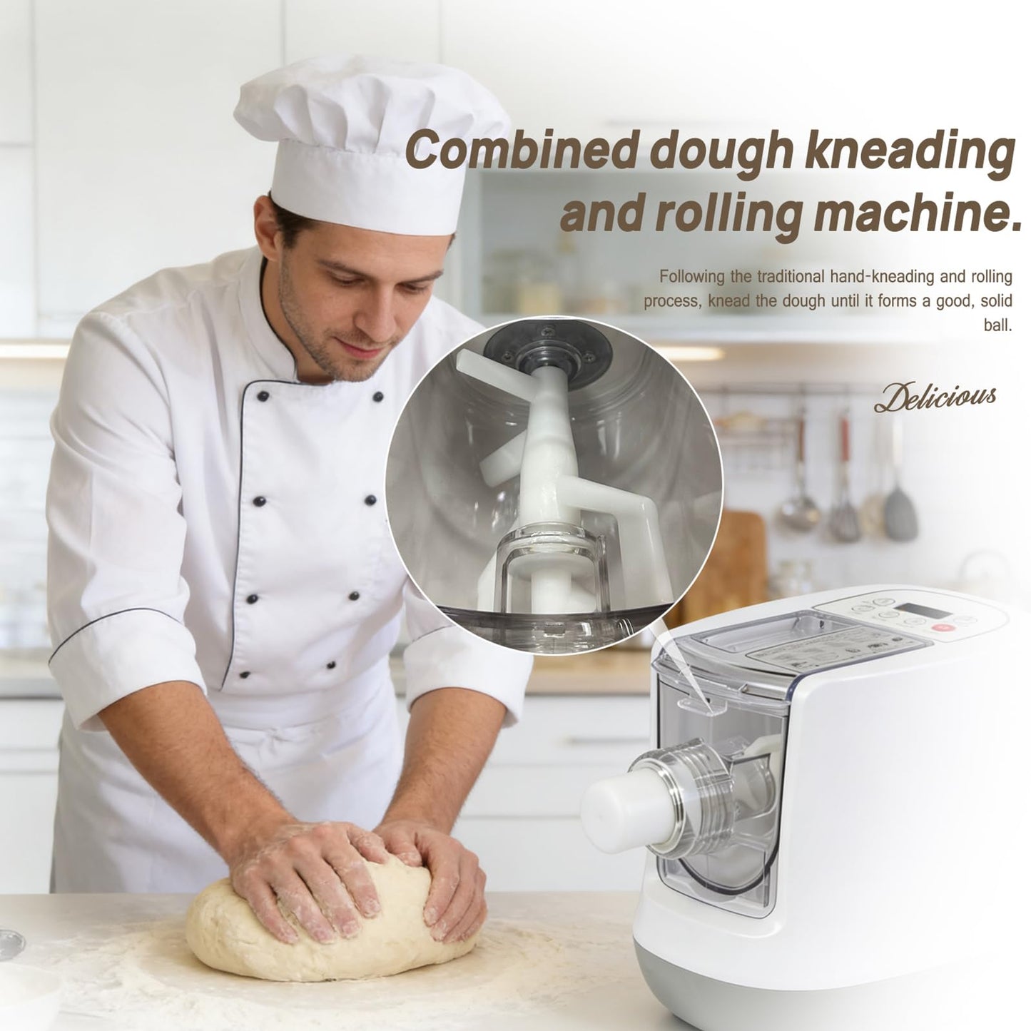 CEUGS Electric Pasta Maker, 260W Automatic Pasta Maker Machine, 500G Flour Capacity Noodle Machine, 12 Types of Noodle Molds, Pasta Making Machine for Spaghetti, Cannelloni, Dumpling and More