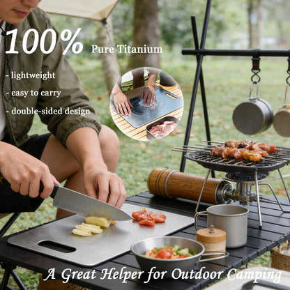 100% Pure Titanium Cutting Board Set of 3, Double-Sided Titanium Cutting Boards for Kitchen Dishwasher Safe, Camping Metal Charcuterie Chopping Board Mat for Meat, Fruit & Cheese (M+L+XL)