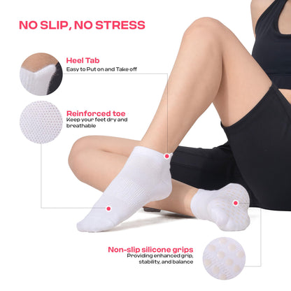 CoolMate Pilates Socks with Grips for Women, Yoga Socks, Crew Non Slip Women for Workout, Barre, Pilates Gifts