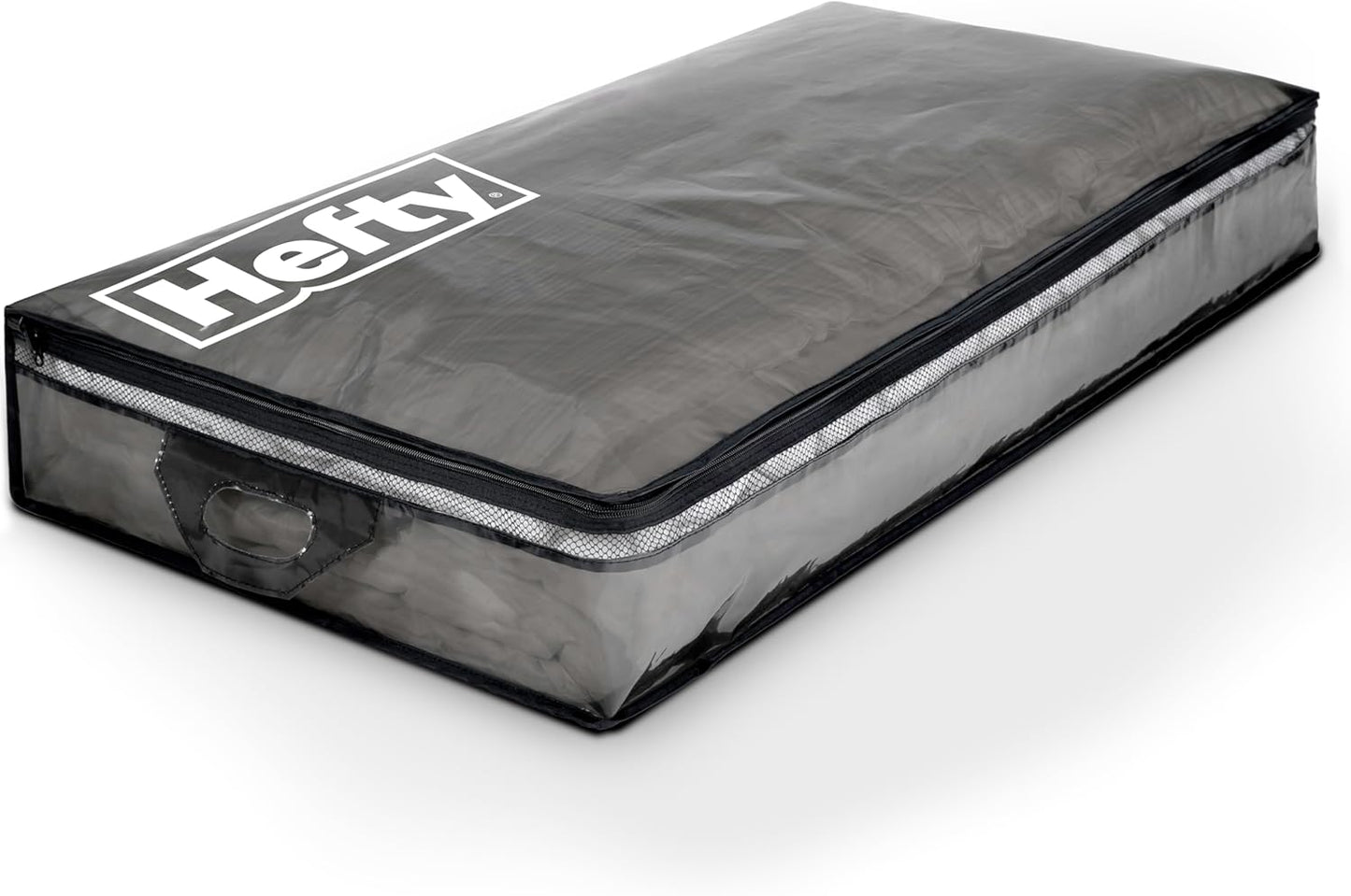 Hefty Underbed Flexible Tote with Breathable Mesh, Double Zip Closure, 39x20x6 inches, 2 Handles for Seasonal Apparel