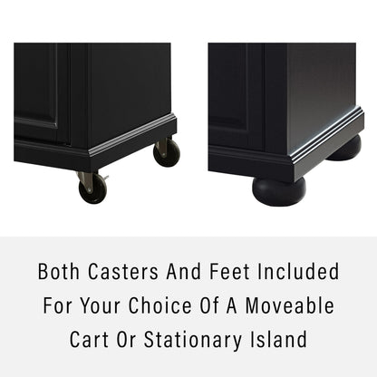 Crosley Furniture Alexandria Stone Top Rolling Kitchen Island Storage Cart, Microwave Stand, Spice Rack, Black