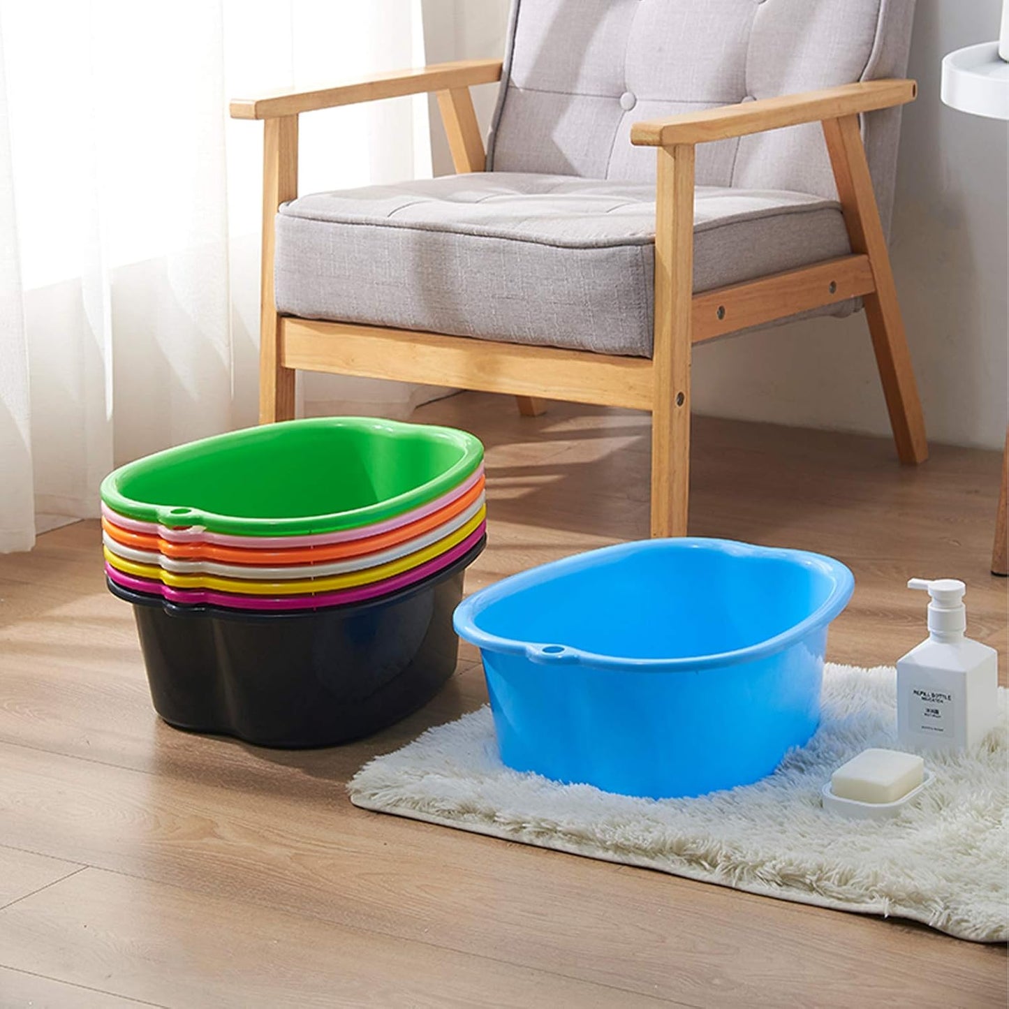 AXLOFO® Foot Soaking Bath Basin, Large Plastic Foot Soaking Tub, Foot Massage Foot Bath Bucket, Great for Getting the Dead/Old Skin Off Your Feet (whitebasin)