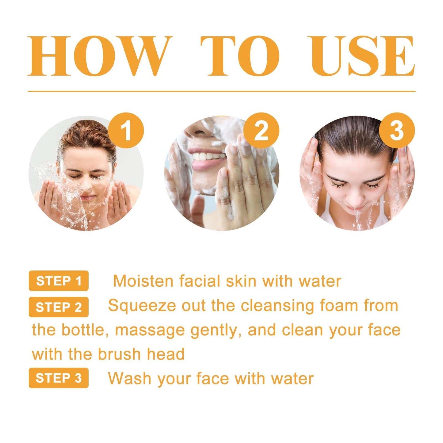 Turmeric Face Wash with Brush, Turmeric Foaming Facial Cleanser for All Skin, 3.38 Fl Oz/pcs