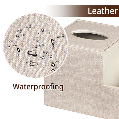PU Leather Square Tissue Box Cover - Multi-Functional Tissue Box Holder, Tissue Box Cover with Storage,Tissue and Remote Control Holder, Cube Tissue Box Organizer Bedroom Nightstand End Table