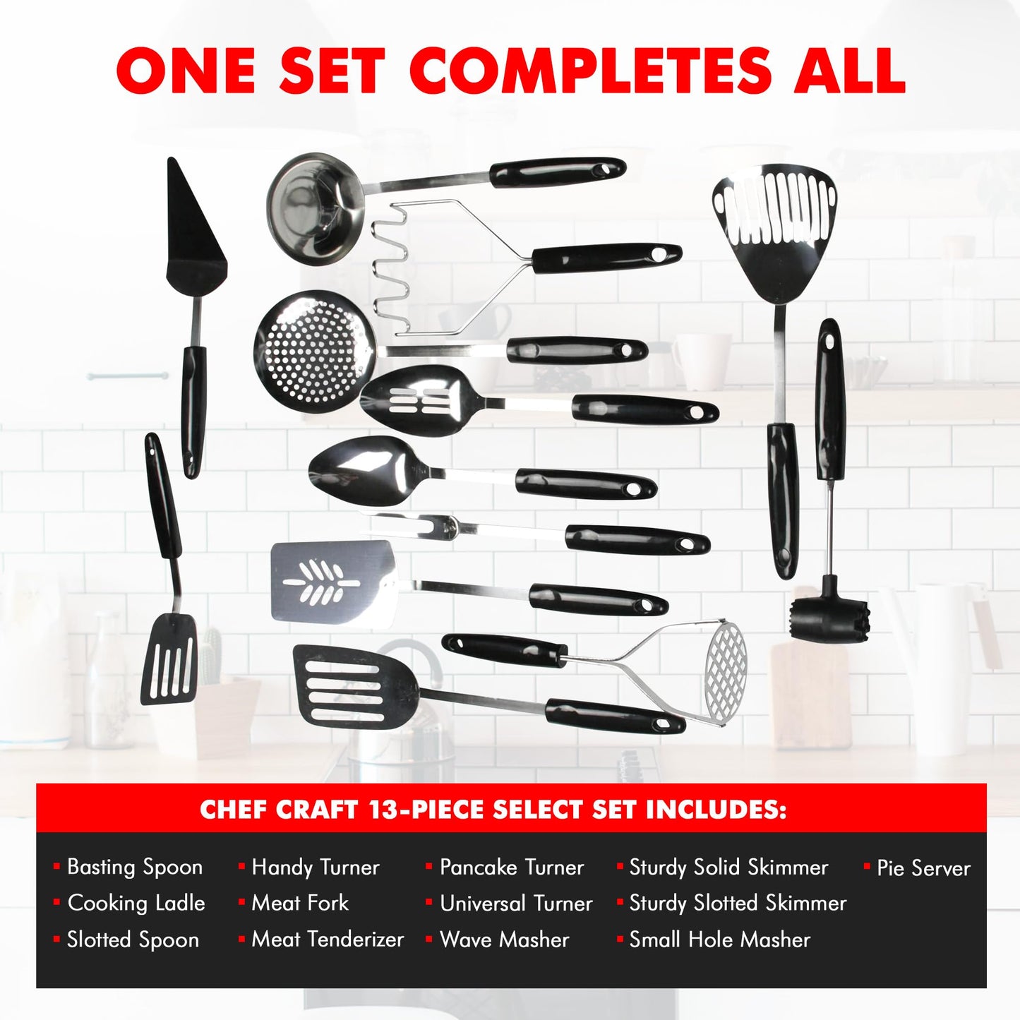 Chef Craft Select Basting Spoon, 12.5 inch, Stainless Steel