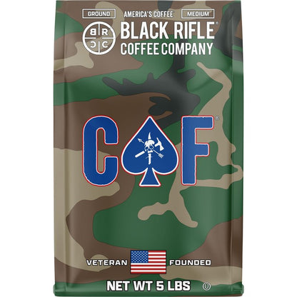 Black Rifle Coffee Company CAF, 5 lb Bag, Ground Coffee Medium Roast - Roasted Blend Made from Arabica Beans - Colombian & Brazilian Beans - Veteran Founded & American Made