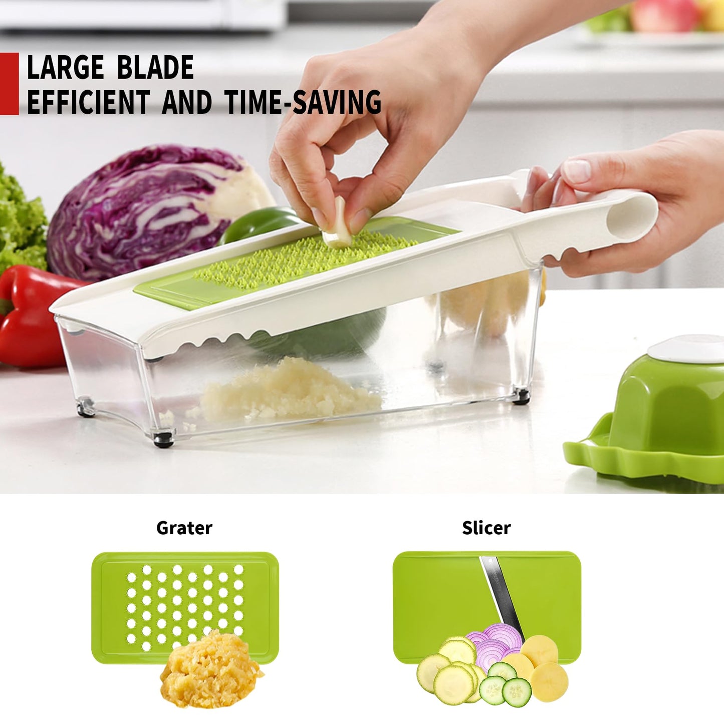 ADODU Graters For Kitchen, Cheese Grater with Container, Mandoline Slicer For Kitchen, Vegetable Grater, Carrot Shredder, Julienne Slicer and Peeler, Potato Slicer