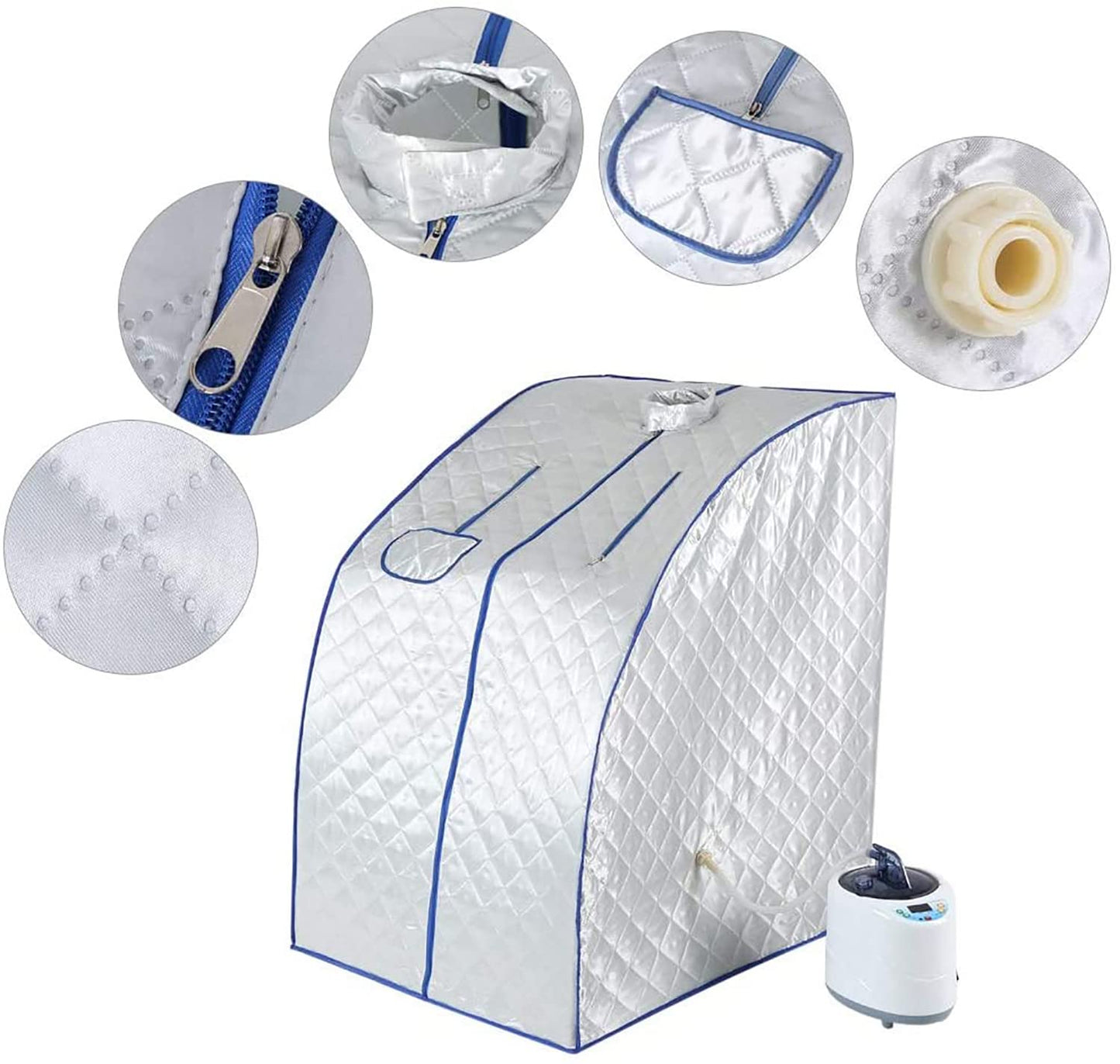 U5GAAALPPQ9 Portable Steam Tent Spa Sauna Machine 1-9 Level Temperature for No Water Automatically Power Off Lose Weight Toxin Stress Fatigue.